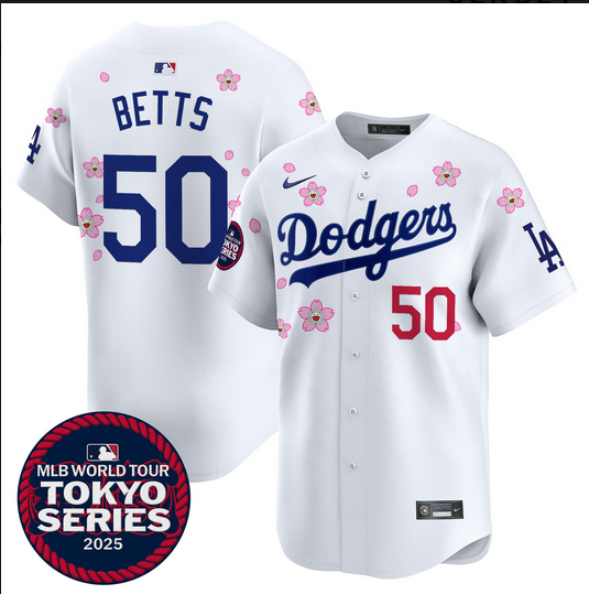 Men Los Angeles Dodgers #50 Betts Tokyo Series 2025 white Limited Stitched Jersey